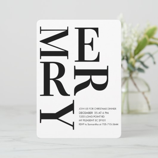 Vet minimalistisch vrolijk kerstdiner kaart (Staand voorkant)