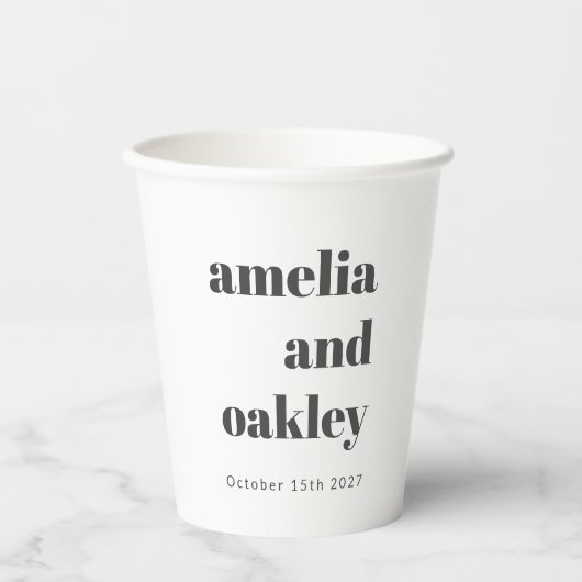 Vet minimalistisch zwart wit retro aangepaste brui papieren bekers (Voorkant)