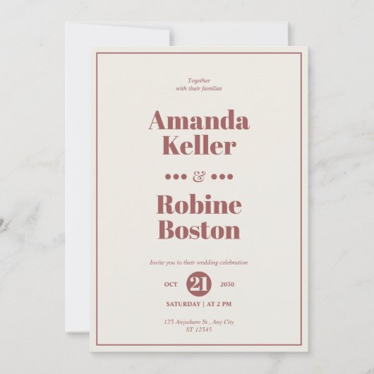 Vet minimalistische bruiloft uitnodiging (Voorkant)