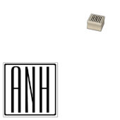 Vet Modern 3 Initialen Monogram Rubberstempel (Gestempeld)