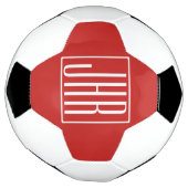Vet Modern 3 Initialen Monogram | Wit op rood Voetbal (Gedraaid)