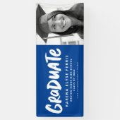 Vet modern afstuderen één fotoblauw afstuderen spandoek (Verticaal)