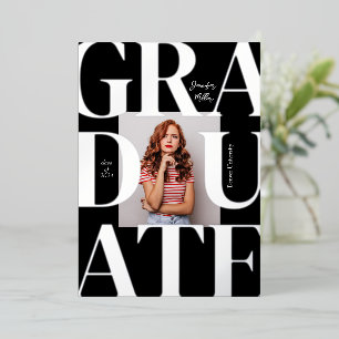 Vet Modern Classic Photo Afstuderen Invitation Folie Uitnodiging