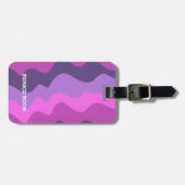 Vet, modern, eenvoudig Stripe Waves Roze Paarse KL Bagagelabel (Voorkant horizontaal)