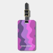 Vet, modern, eenvoudig Stripe Waves Roze Paarse KL Bagagelabel (Voorkant verticaal)