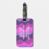 Vet, modern, eenvoudig Stripe Waves Roze Paarse KL Bagagelabel (Achterkant verticaal)