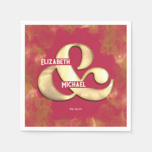 Vet modern elegant goudroze magenta bruiloft servet