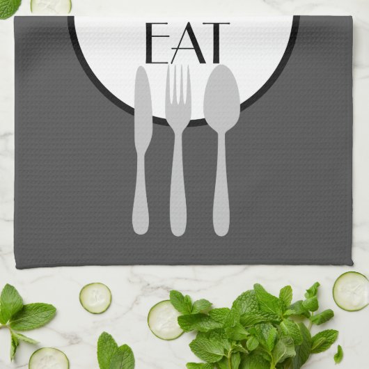 vet, modern grijs en wit met aangepaste tekst theedoek (Gevouwen)