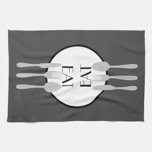 vet, modern grijs en wit met aangepaste tekst theedoek (Horizontaal)