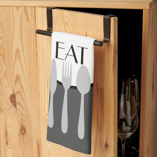 vet, modern grijs en wit met aangepaste tekst theedoek (Derde Gevouwen)