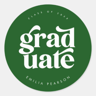Vet, modern, groen Afstuderen Ronde Sticker