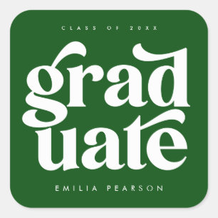 Vet, modern, groen Afstuderen Vierkante Sticker