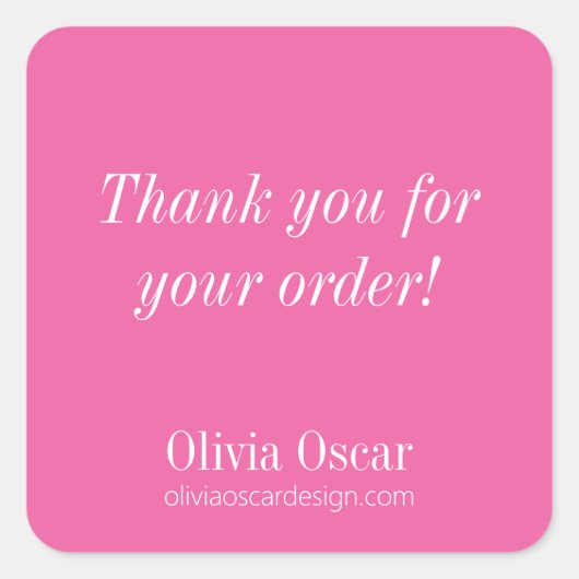 Vet Modern Heet Roze Eenvoudig Bedrijf Dank u Vierkante Sticker (Voorkant)