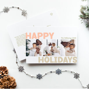 Vet Modern Jaar in Review drie Foto Happy Feestdagenkaart