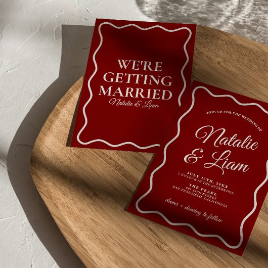 Vet Modern Kleurrijke Whimsical Retro Funky Weddin Kaart