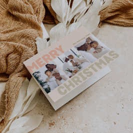 Vet Modern Koraal Vrolijk Kerstfeest Gevouwen 3 Fo Feestdagen Kaart