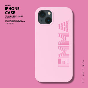 Vet Modern Meisje Roze Monogram Naam iPhone 13 Hoesje
