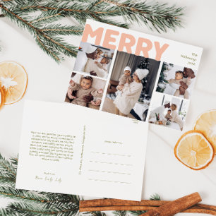 Vet Modern Merry Year in Review vijf Foto Feestdagenkaart