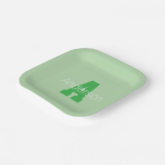 Vet Modern monogram | Bleek & Kelly Green Papieren Bordje (Gebogen)