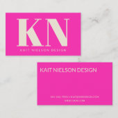 Vet modern Monogram Professional Hot Pink Visitekaartje (Voorkant / Achterkant)