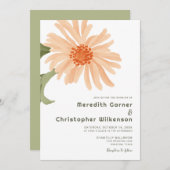 Vet Modern Perzik Bloemen Bruiloft Kaart (Voorkant / Achterkant)