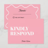 Vet modern Retro Funky Bright Wedding RSVP Kaartje (Voorkant / Achterkant)