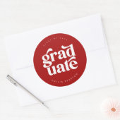 Vet, modern, rood Afstuderen Ronde Sticker (Envelop)