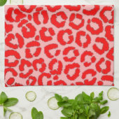 Vet modern rood roze luipaard theedoek (Gevouwen)