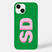 Vet Modern Vet Groen en Roze Initialen Monogram Case-Mate iPhone Case (Achterkant)