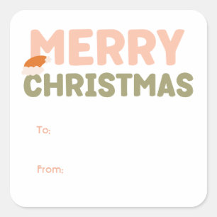Vet Modern Vrolijk Kerstfeest tot en met vakantie Vierkante Sticker