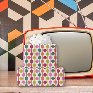 Vet Moderne Retro Kleuren Kerstmis Patroon Cadeaupapier