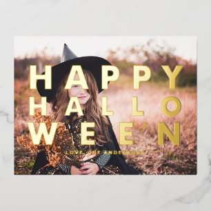 Vet Moderne Typografie Foto Happy Halloween Folie Feestdagen Briefkaart