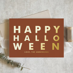 Vet Moderne Typografie Terracotta Happy Halloween Folie Feestdagenkaart