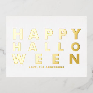 Vet Moderne Typografie Wit Gelukkig Halloween Folie Feestdagen Briefkaart
