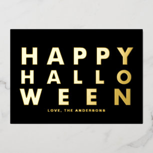 Vet Moderne Typografie Zwart Happy Halloween Folie Feestdagenkaart