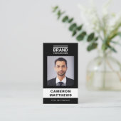 Vet moderne zwarte en witte foto logo QR-code Visitekaartje (Staand voorkant)