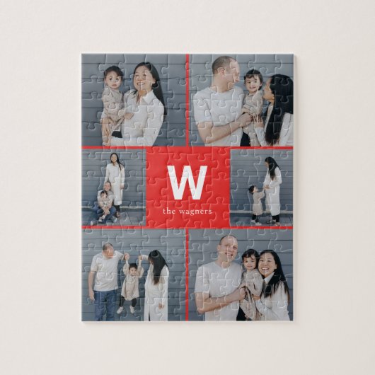 Vet Monogram Bewerkbare Kleur Fotocollage Puzzel Legpuzzel (Verticaal)