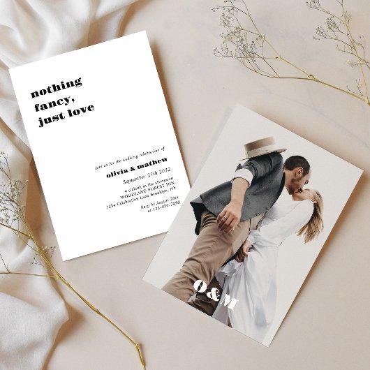 Vet Monogram Casual Foto Bruiloft Kaart