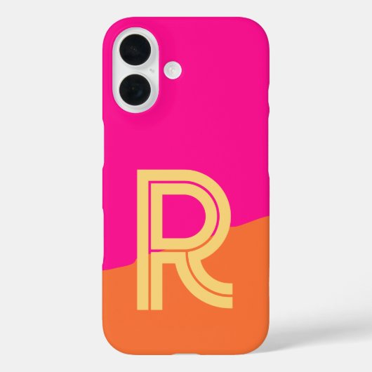Vet Monogram Heet Roze Oranje Case-Mate iPhone Case (Achterkant)