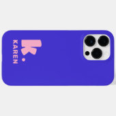 Vet monogram initiaal en naam blauw roze Case-Mate iPhone case (Achterkant (horizontaal))