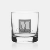 Vet Monogram Initiaal Fancy Script Aangepast Whisky Glas (Voorkant)
