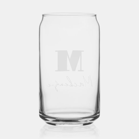 Vet Monogram Initiaal Fancy Script Blikvorm Glas (Achterkant)