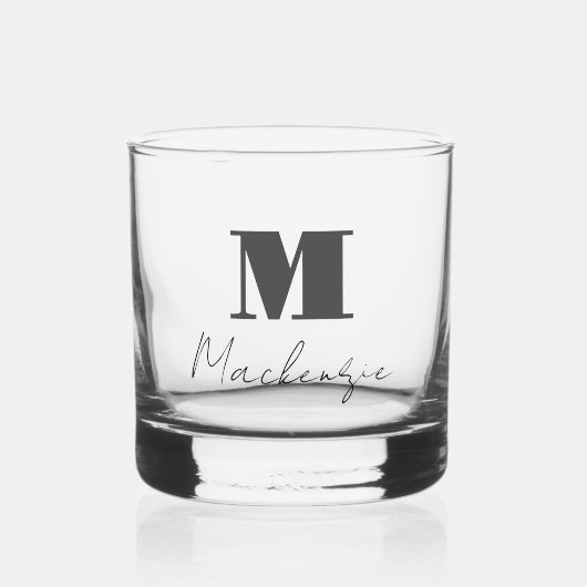 Vet Monogram Initiaal Fancy Script Custom Whiskey Whisky Glas (Voorkant)