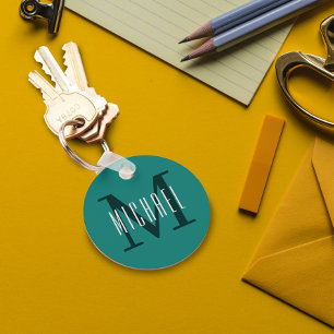 Vet Monogram Initiaal & Voornaam Blauw Blauwgroen Sleutelhanger