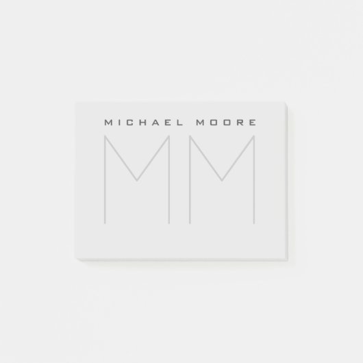 Vet Monogram Naam Modern Minimalist Post-it® Notes (Voorkant)