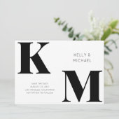 Vet Monogram Zwarte Initialen Moderne bruiloft Save The Date (Staand voorkant)