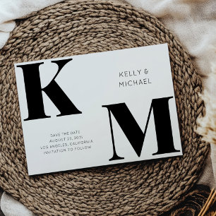 Vet Monogram Zwarte Initialen Moderne bruiloft Save The Date