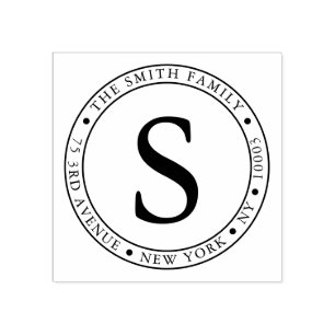 Vet Monogramed Lijst Round Return-adres Rubberstempel