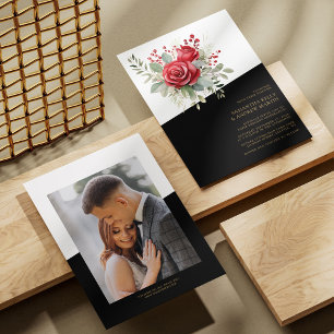 Vet & Mooi: Waterverf rode rozen bruiloft Kaart