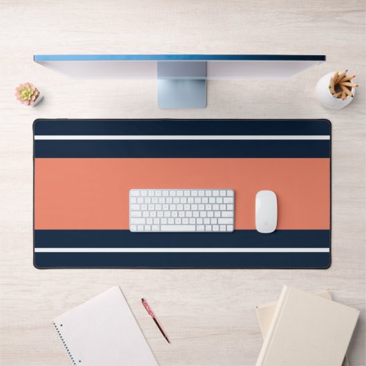 Vet Navy Blauw Brede Zalm Witte Racing Stripes Bureaumat (Kantoor 1)